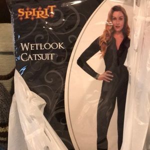 Never worn wet look cat suit for Halloween